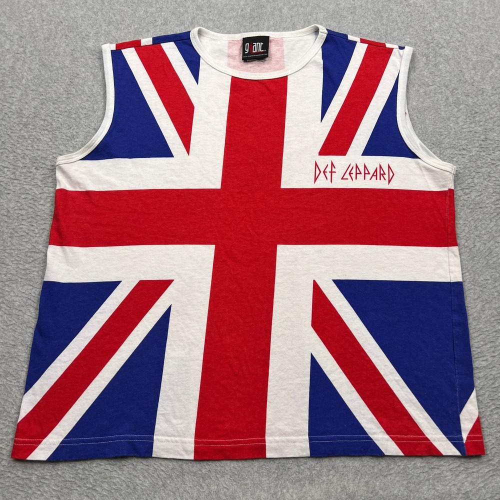 VTG Giant Def Leppard Tank Top Mens Large 1983 Pyromania Tour Union Jack Shirt